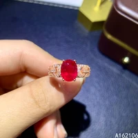 925 pure silver chinese style natural ruby womens classic vintage oval adjustable gemstone ring fine jewelry support detection