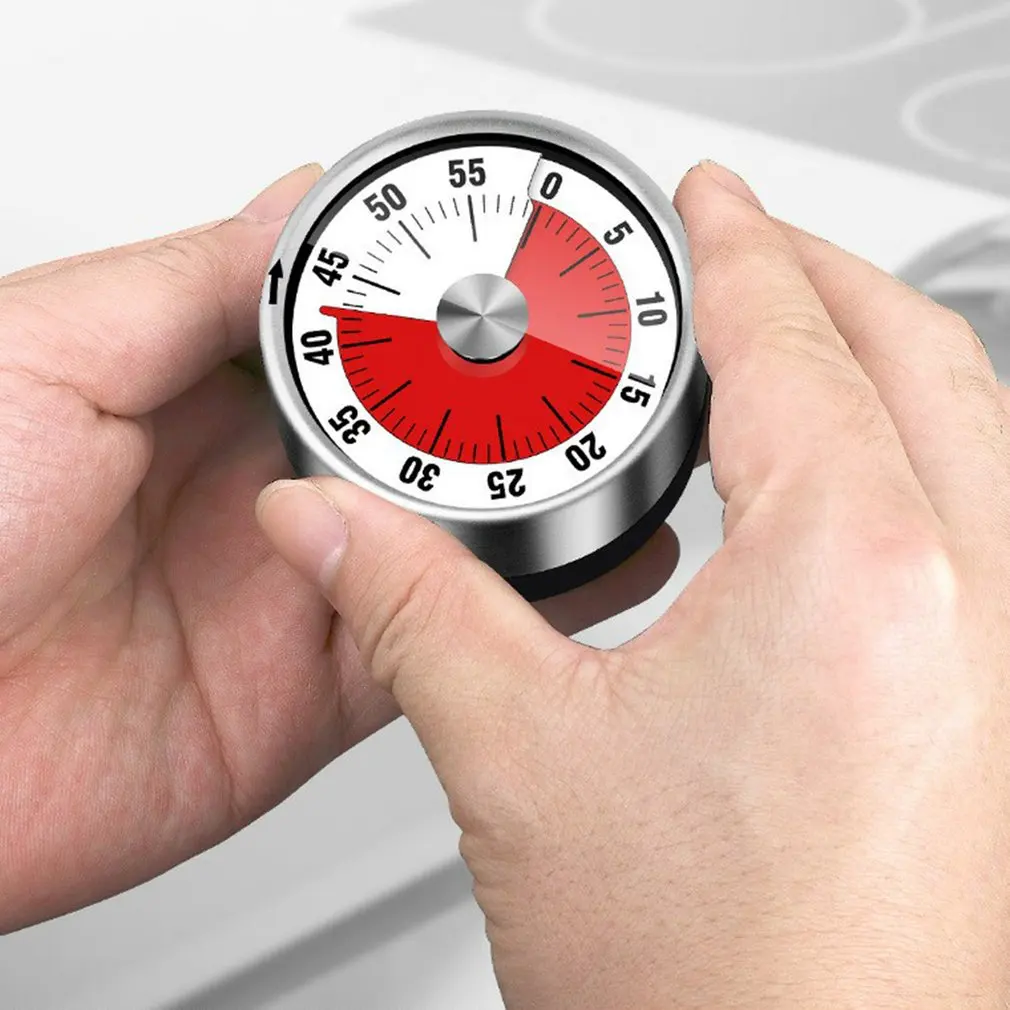 Stainless Steel Mechanical Kitchen Visual Timer Magnet 60-Minutes Alarm Cooking With Loud Tool | Дом и сад