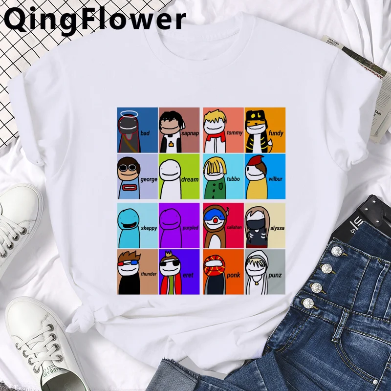 

Мужская Винтажная Футболка Dream Smp, белая футболка ulzzang, kawaii ulzzang