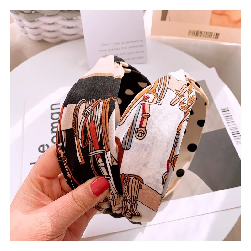 Повязка на голову в горошек с цветочным принтом и крестиком для Ободки девочек