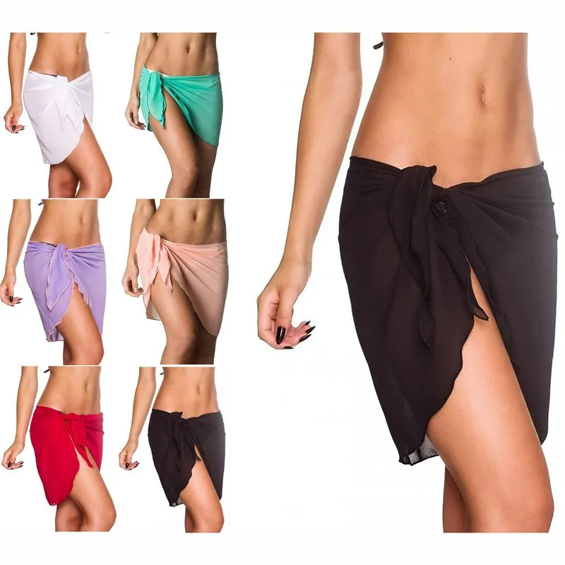 

Cover Up Sarongs Swimwear Sheer Fine Chiffon Scarf Mini New Beach Wrap 140*50cm