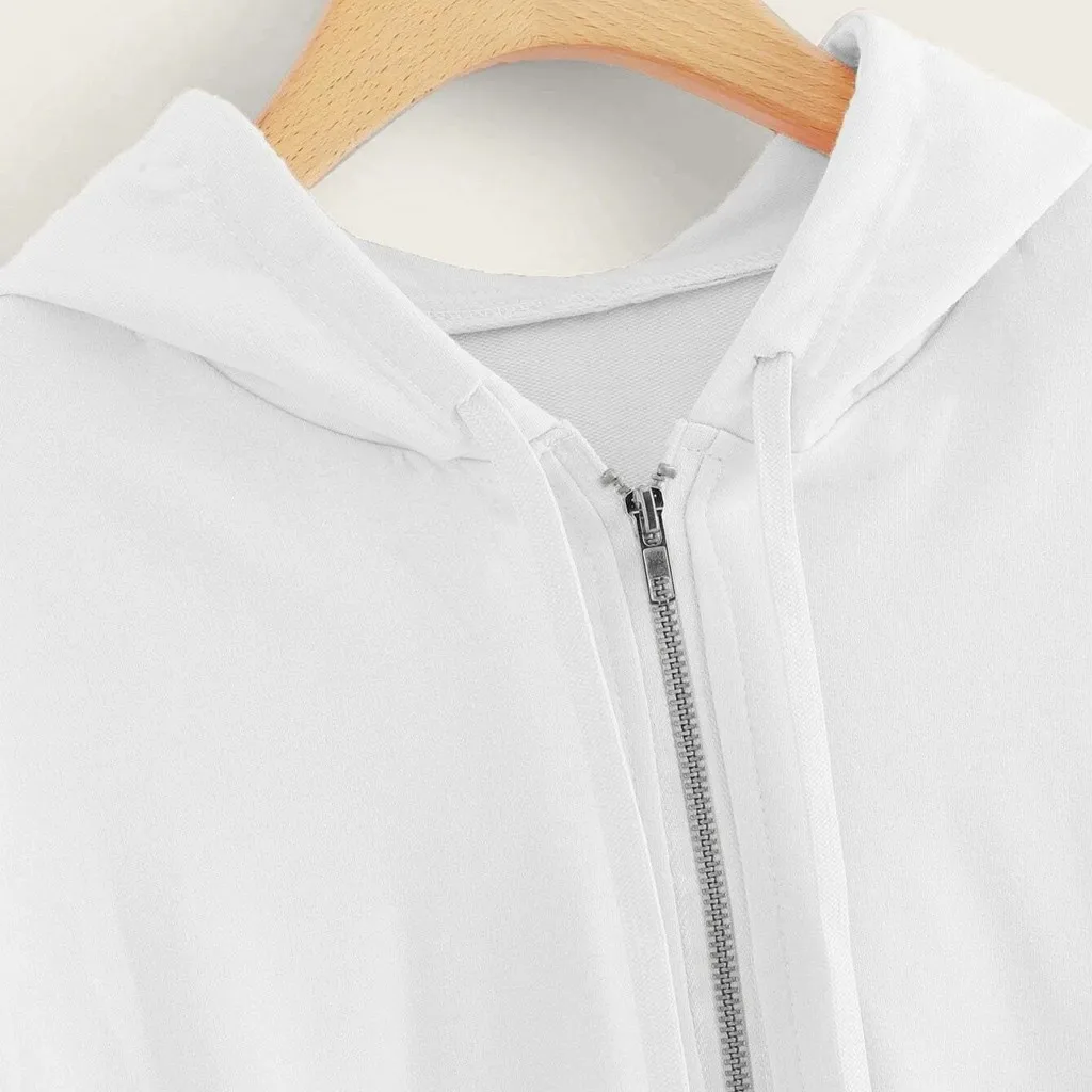 

Hoodies Women's Casual Solid Long Sleeve Zipper Pocket Shirt Hooded Sweatshirt Tops 2021 moletom sudaderas#G