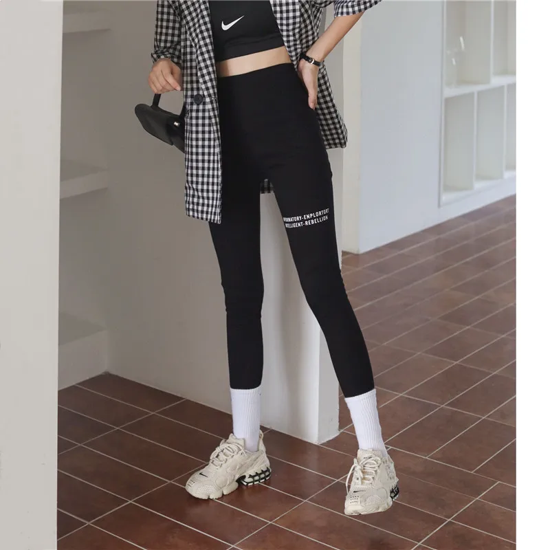 

Women's Fitting Cotton Outdoor Leggings Letter Print Ultra Soft Workout Push up Pant