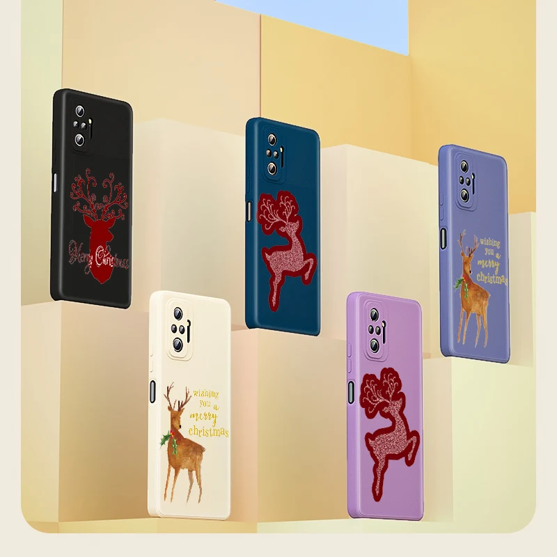 

Cartoon Christmas For Xiaomi Redmi Note 10 9 Pro Max 5G 10T 10S 9T 9S 8 7 Liquid Silicone Soft Cover Phone Case