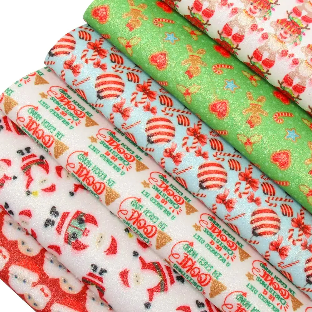 Xugar 6 шт./компл. 22*30 см, на Рождество, с блестками на леопардовая искусственная Синтетическая кожа лист для самостоятельного пошива одежды сумки узлом-бантиком