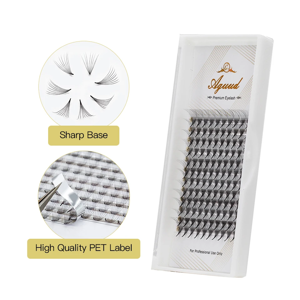 

AGUUD New Sharp Pointy Stem Premade Lashes Slim Narrow Base Premade Volume Fans Silk False Mink Eyelashes Extension Makeup Cilia