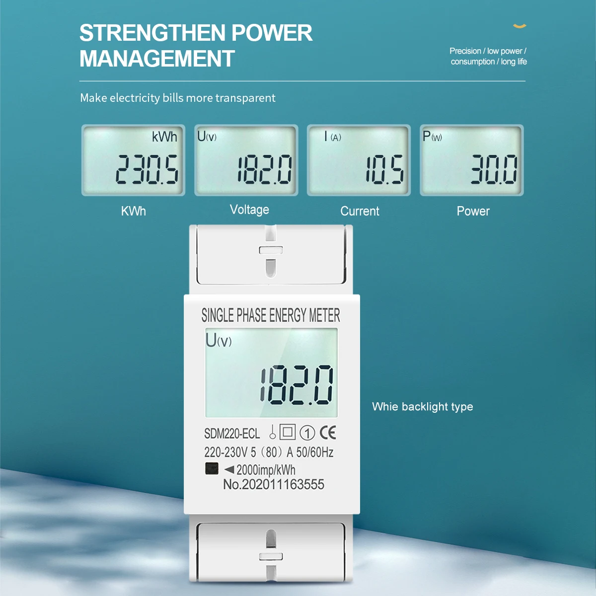 80A din рейка однофазный двухпроводный AC 220V 230V 50Hz/60Hz LCD цифровой дисплей