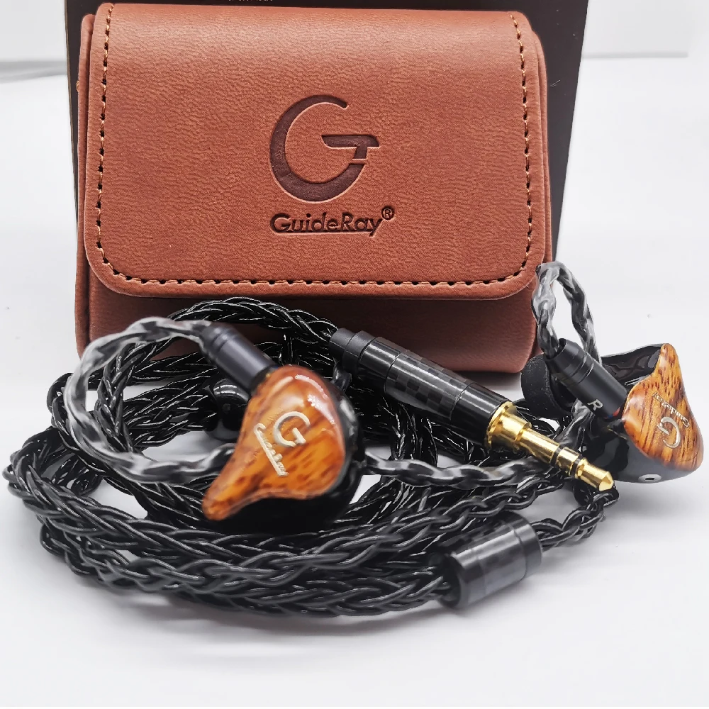 GuideRay GR-T20 Dynami 2 Balanced Armature Ugin Wood panel DD+2BA Hybrid Bass Hifi Music Monitor Studio Earphone Earbuds 0.78mm |