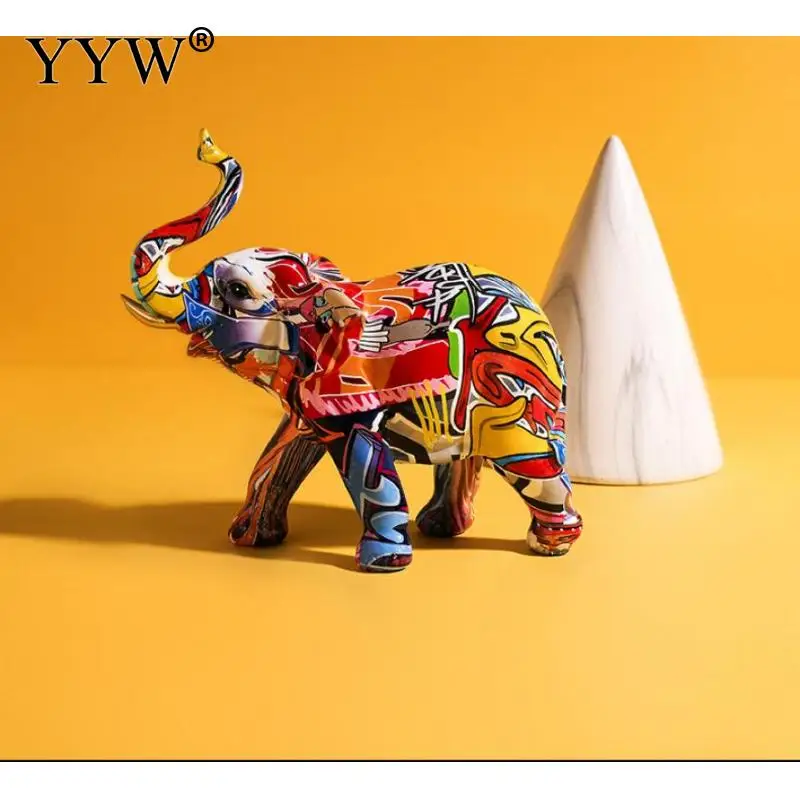 

Crafts Decoration Creative Colorful Elephant Resin Home Living Room Wine Cabinet Entrance Wine Cabinet Ornament Decoration