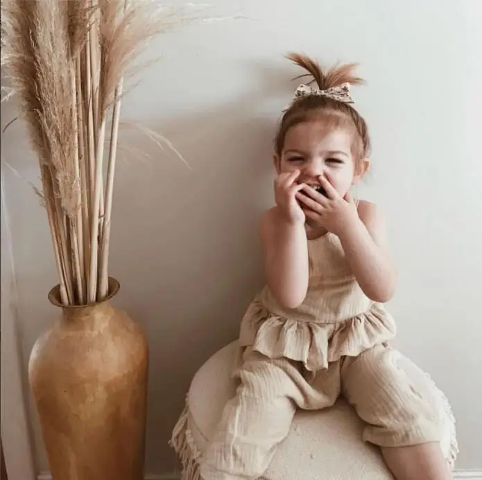 Ins European Summer Girl Ruffles Linen Overalls Toddler Baby Kids Clothings | Детская одежда и обувь