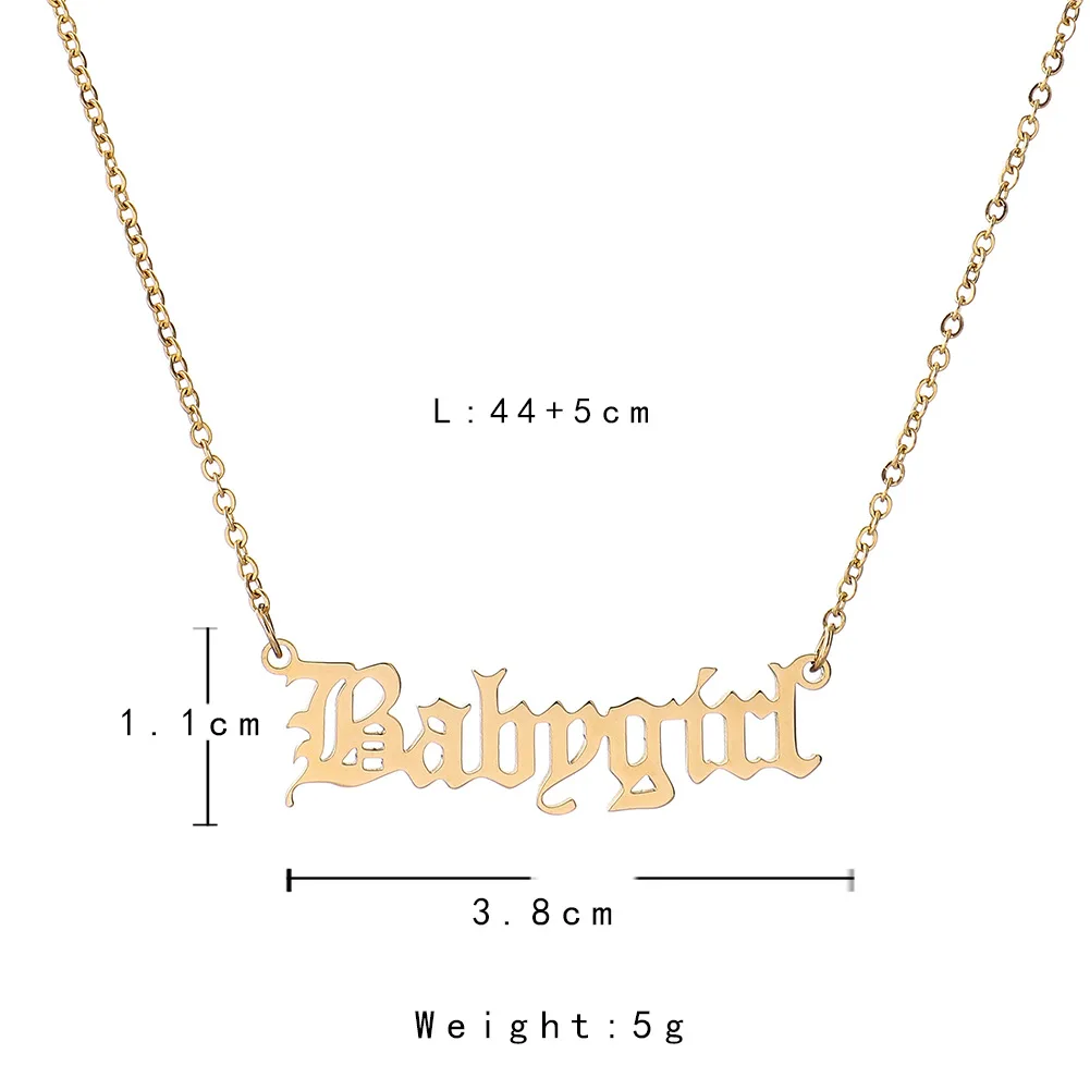 

2019 Personality English Letter Pendant Jewelry Fashion Gold Pendant Necklace Stainless Steel Charm Lady Clavicle Chain Necklace