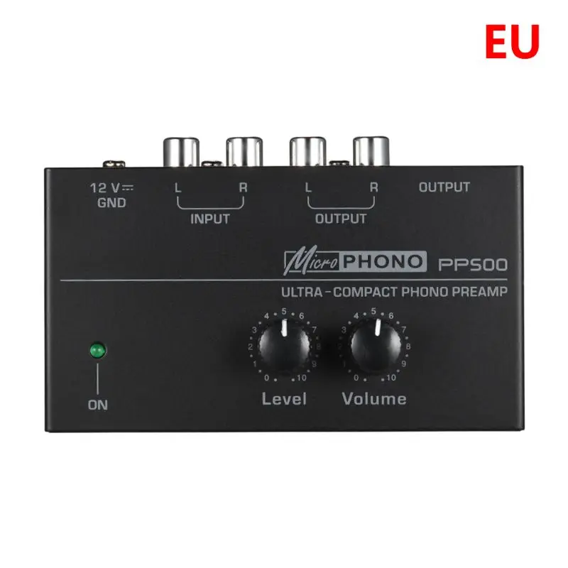 

PP500 Phono Preamp Preamplifier with Level Volume Controls RCA Input Output 1/4" TRS Interfaces for LP Vinyl Turntable