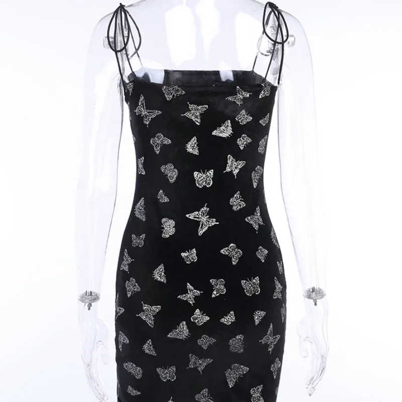 

Butterfly Print Fashion Sexy Backless Mini Dress Club Party Skinny Split Dresses Bodycon Women's Clothing Daily Wear Summer 2021
