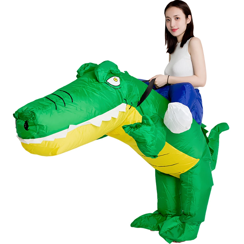 

Adult Crocodile Inflatable Costume Halloween Dinosaur Cosplay Animal Fancy Dress Riding On Dino Air Blow Up Carnival Costumes