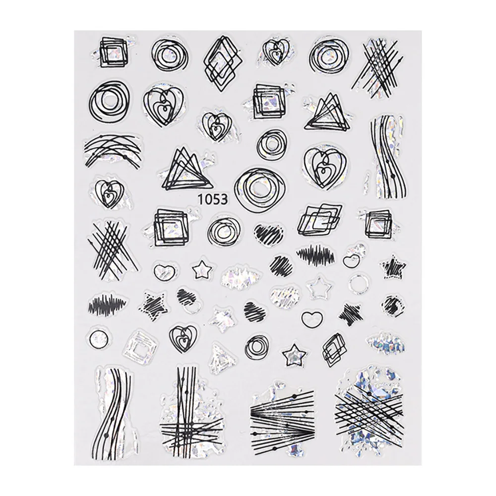 1 шт. Профессиональные наклейки на ногти с рисунком кленового листа, растения и геометрическим узором. Золотые, серебряные и черные наклейки в 3D.