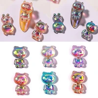 1pcs aurora little cute bear nail art accessories resin kawaii bear stereo 3d nail supplies diy manicure design accessories