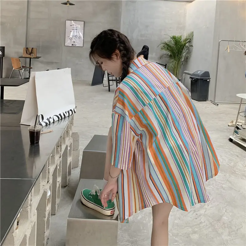 Полосатый дизайн винтажные рубашки женские универсальные офисные шикарные