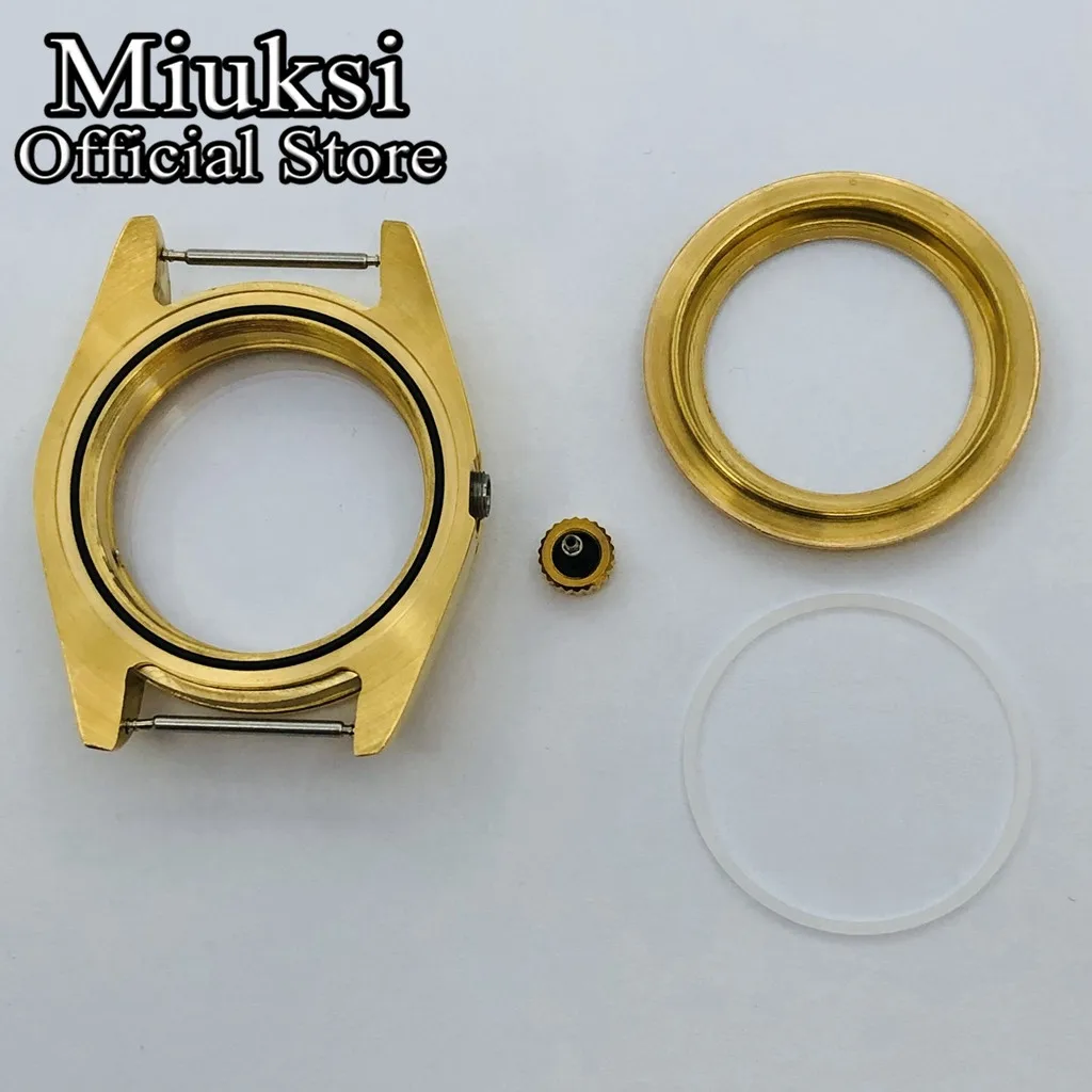 Miuksi 36 мм/40 мм Золотой полированный чехол сапфировое стекло дата подходит NH35 NH36