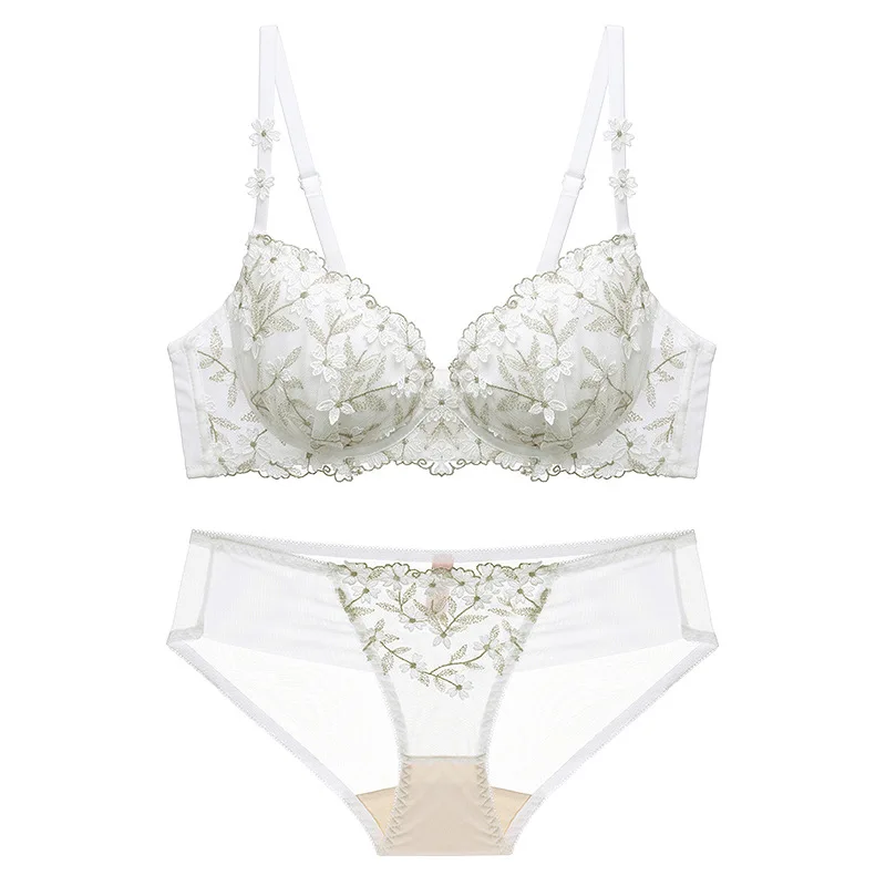

Hjwsfdcai 2021 New Retro Embroidery Underwear Lace Jacquard Push Up Bra Women's Bra Panties Sets Female Sexy Lingerie Bra