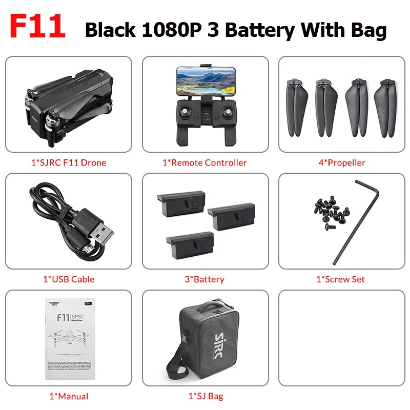 F11 1080P 5G 3B Bag SJRC F11/F11 PRO gps 5G Wifi FPV с 2K широкоугольной камерой 28 минут время полета бесщеточный складной Радиоуправляемый Дрон Квадрокоптер RTF Дрон - Цвет: F11 1080P 5G 3B Bag