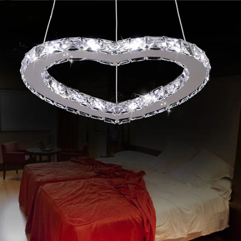 Living room stainless steel heart-shaped chandelier indoor lighting crystal led chandelier ring bedroom kitchen dining room chan