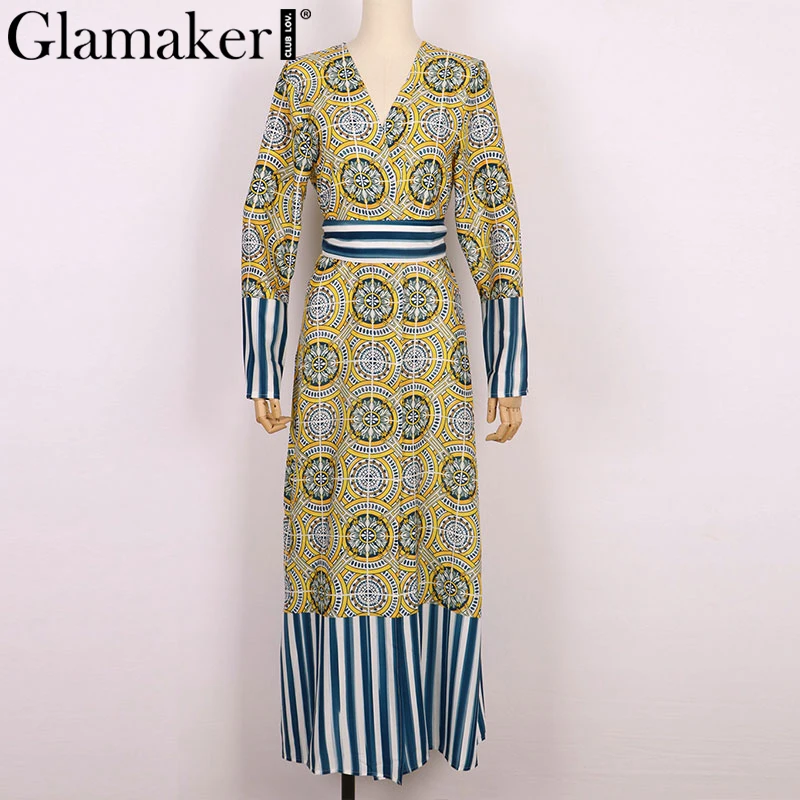 Женское винтажное платье-туника Glamaker пляжное макси-платье для отдыха с v-образным