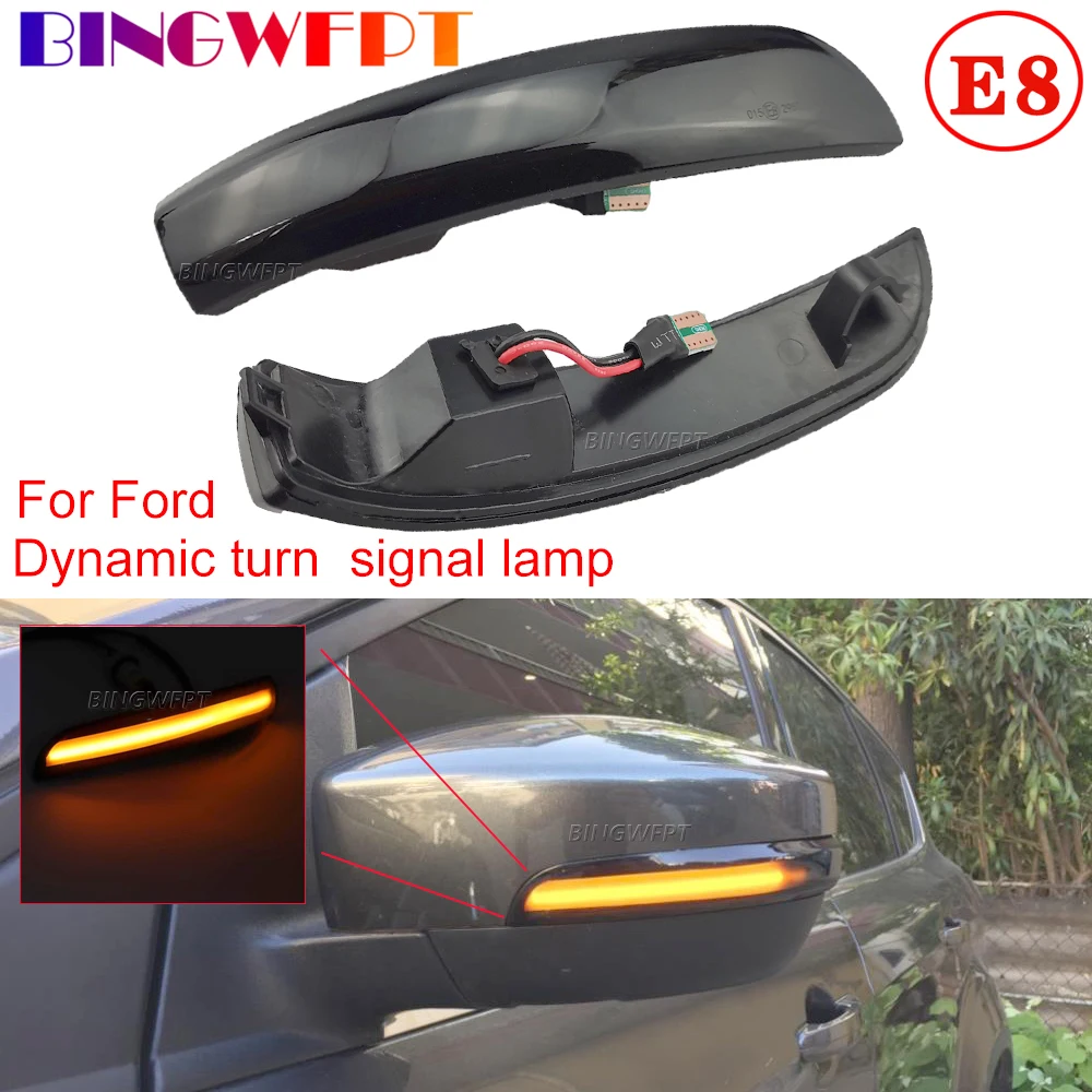 

2PCS Dynamic Blinker Led Turn Signal Light Smoked Flowing Rear View Mirror Light Indicator Lamp For Ford Kuga Ecosport 2013-2018