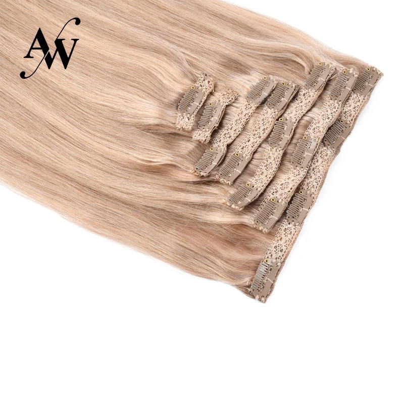 

AW 16''-24'' Machine Remy Clip in Hair Extensions 7pcs/Set Full Head Double Weft Clips On Hair Balayage Ombre Color For Salon