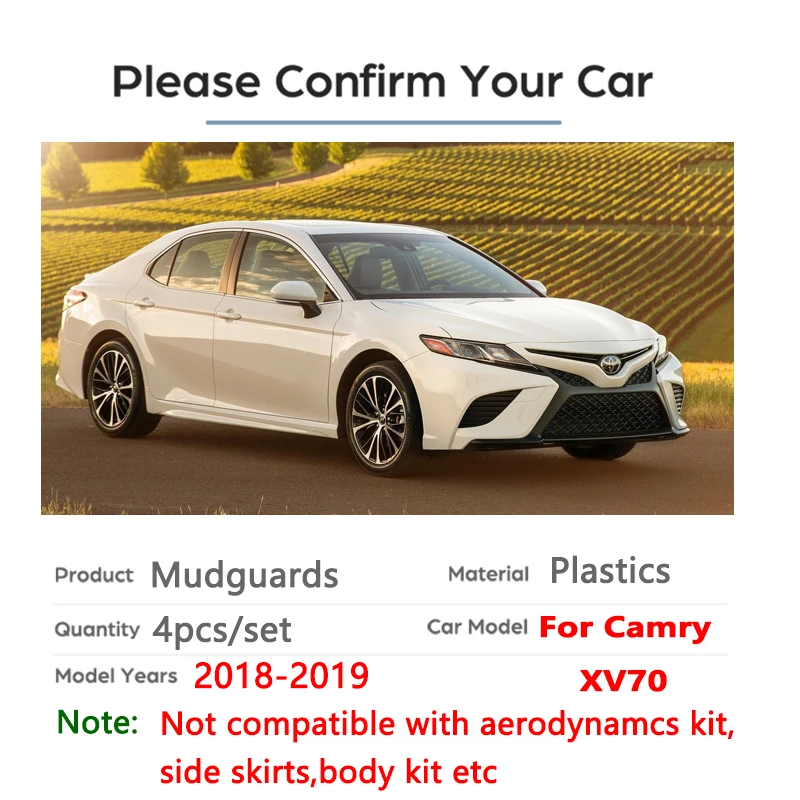 Комплект литых автомобильных брызговиков для Toyota Camry 2018 2019 Base SE XSE XV70 брызговики