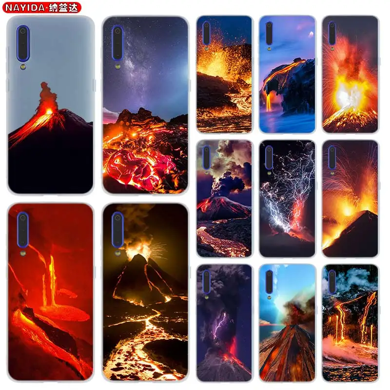 

Мягкий силиконовый чехол для Xiaomi 11 10 9 8 A2 A3 CC9 Lite Note 10 Pro 5X 6X 10i 9se, чехол с вулканической вспышкой магмы