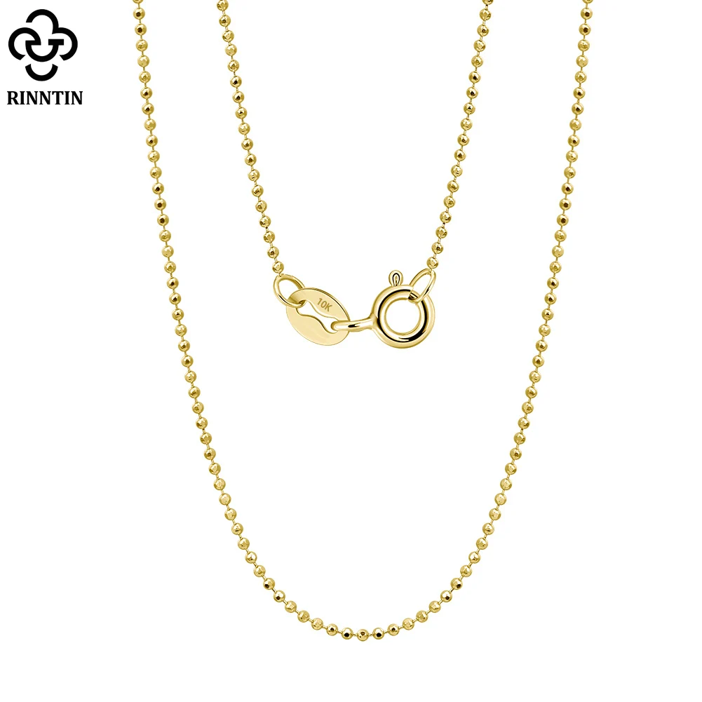

Rinntin Real 10K Solid Gold 1.0mm Diamond Cut Bead Chain Necklace for Women AU417 Pure 10K Yellow Gold Neck Chain Jewelry FC04