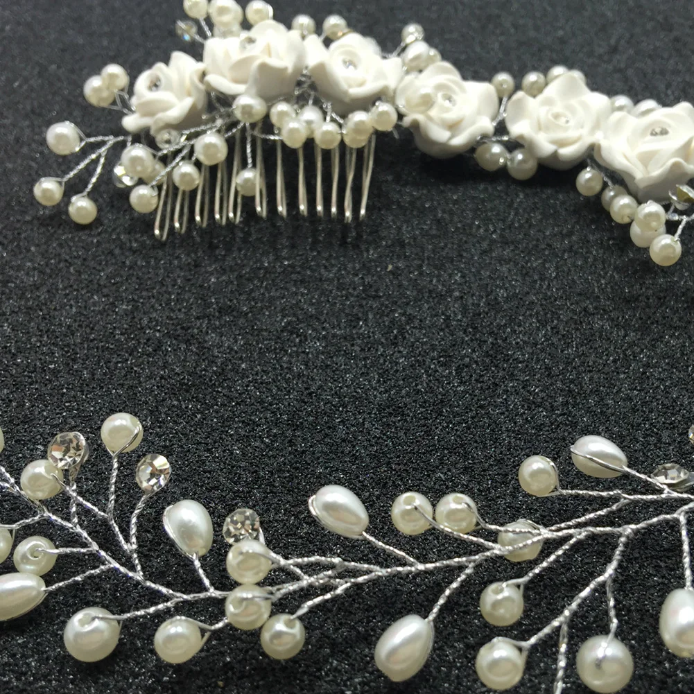 Элегантный женский жемчужный гребень ручной работы с цветами заколка для волос