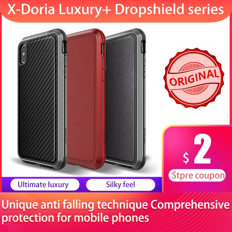 

X-Doria Defense Lux Dropshield Case For iPhone X XR XS Max Military Grade Drop Tested Case For iPhone XR XS Max Aluminum Cover