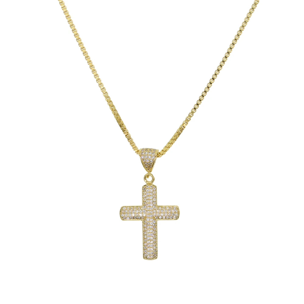 2021 Новый Замороженный Циркон мужской кулон в виде креста золотой цвет Материал CZ