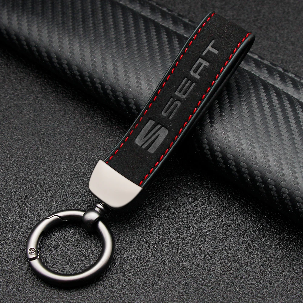 

Fashion Car Logo Keychain Suede Leather Keyring Metal Buckle Key Chain Gifts Accessories For Seat Leon 5f Ibiza 6l 6j 1p Cushion