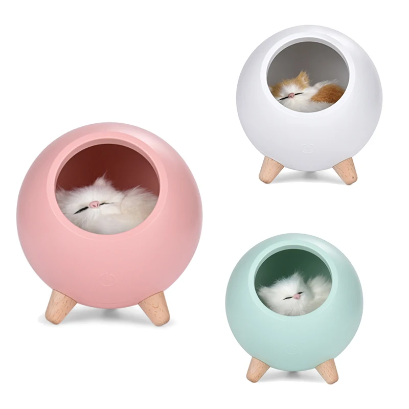 Cute Cat House Bluetooth Speaker Night Light Press Dimming LED Baby Kids Bedside Sleep Lamps Bedroom Home Decor | Лампы и освещение
