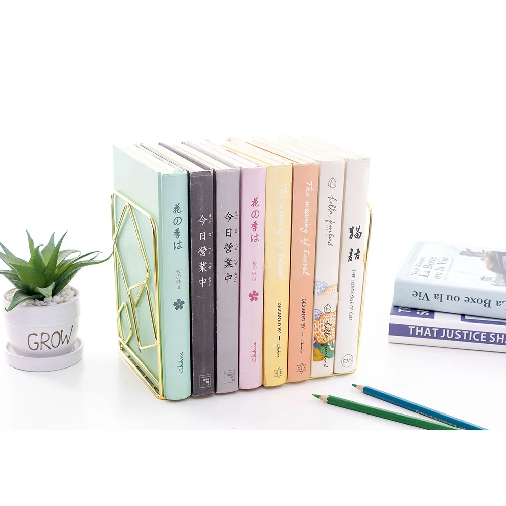 

1pcs Square Metal Desktop Bookends Book Ends Support Stand Holder Shelf Bookrack Organizer School Office Supplies For Book