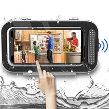 Shower Phone Holder Waterproof Wall Mount Bathroom Phone Holder Box Touchable Screen Sealed Phone Box for Phones Under 6.8 Inch