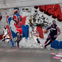custom basketball stars wall paper 3d basketball training center papel de parede gymnasium gym industrial decor mural wallpaper