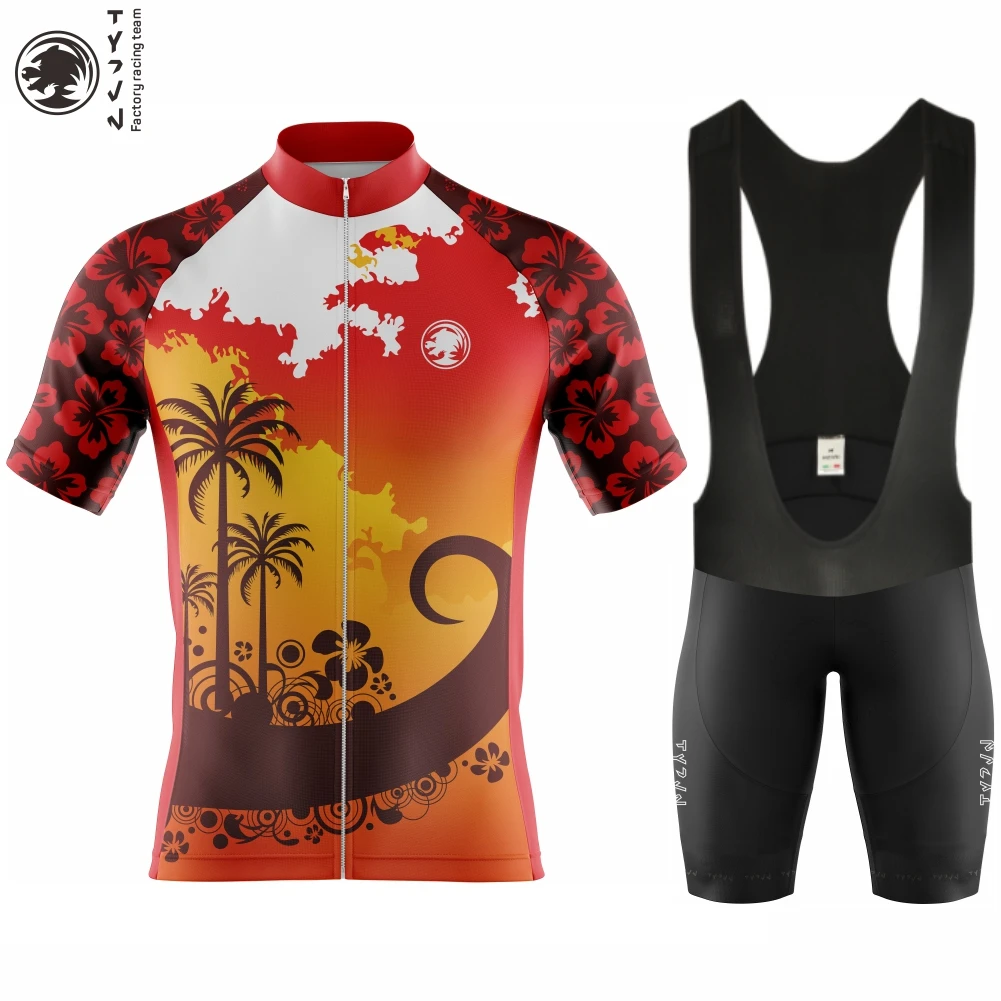 

TYZVN Cycling Suit Men's Short Sleeve Jersey Ciclismo Maillot Hombre Triatlon Training Wear Cycliste Clothing Gel Pad Bib Shorts