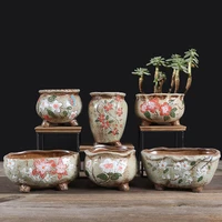 korean ins hand painted floret ceramic succulent flowerpots vintage thumb bonsai potted creative handicrafts creative gardening