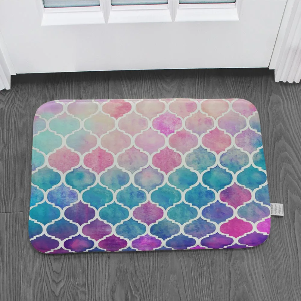 Нескользящий коврик с геометрическим узором 6 размеров дверной напольный для