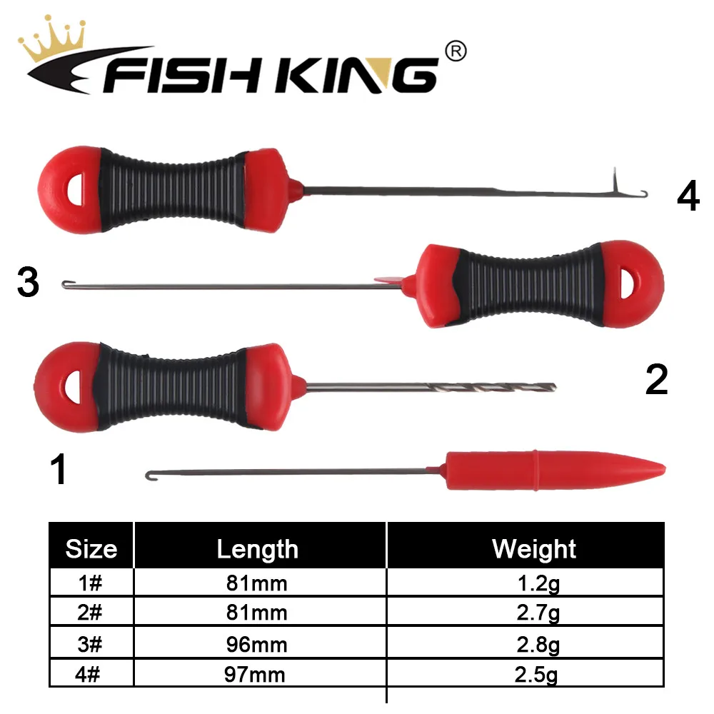 FISH KING Carp Fishing Accessories Boilie Needle Set Kit Tool Stainless Baiting Drill Stringer | Спорт и развлечения