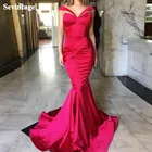 Женское вечернее платье-Русалка Sevintage, шикарное плиссированное платье с открытыми плечами, со шлейфом, длинное формальное платье знаменитости для выпусквечерние вечера