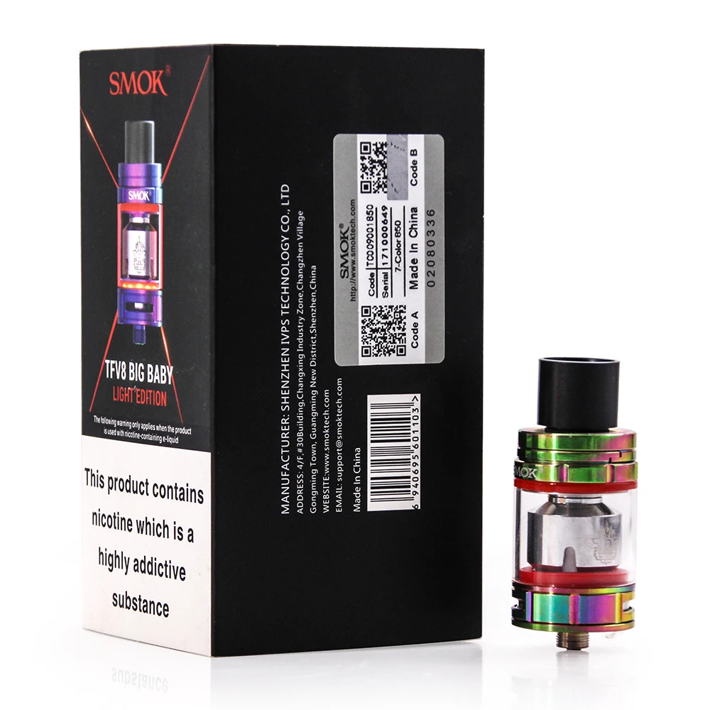 SMOK TFV8, Большой Детский Светильник, распылитель, 5 мл, испаритель, электронная сигарета, Vape танк с V8, Детские катушки, головка резистора