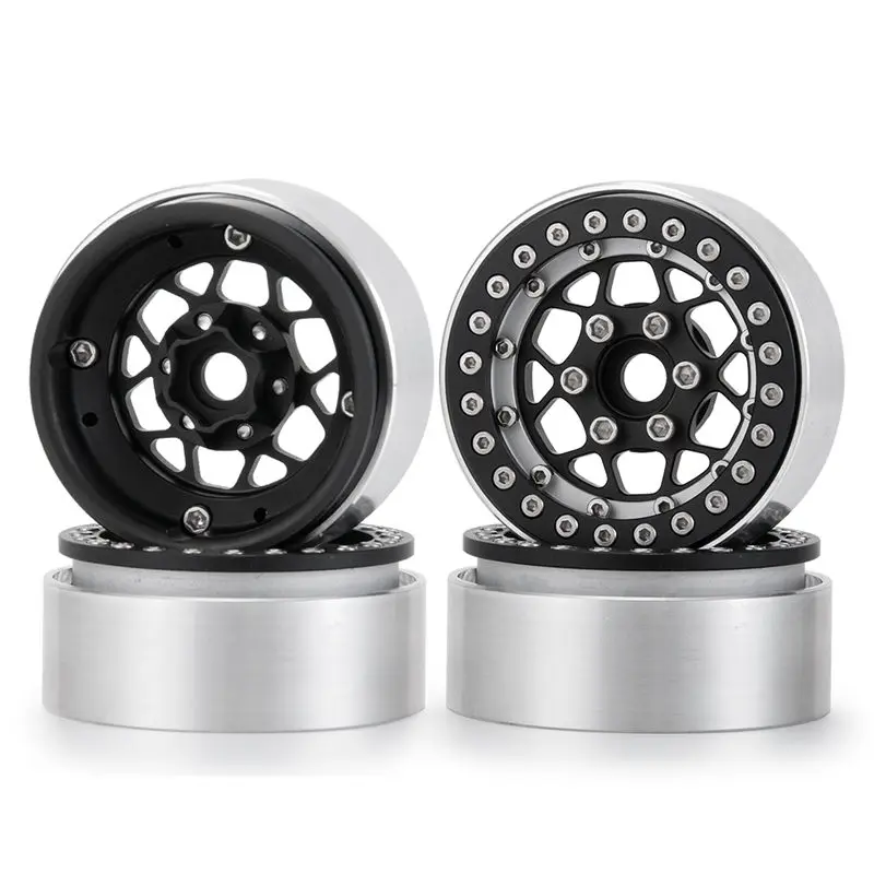 black sliver 4pcs YEAHRUN 1/4 шт. Алюминий бисером 1,9 дймов обод колеса для 1:10 SCX10 D90 призрак TRX4 CC01 на гусеничном ходу - Цвет: black sliver 4pcs