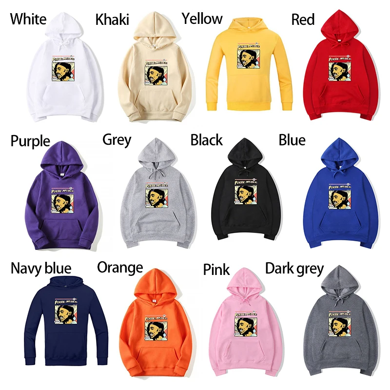 

Poetic Justice Print Winter Fleece Warm Loose Hoodie Men Pockets Hooded Sweatshirt Plus Size Outdoor Casual Outwear Streetwear