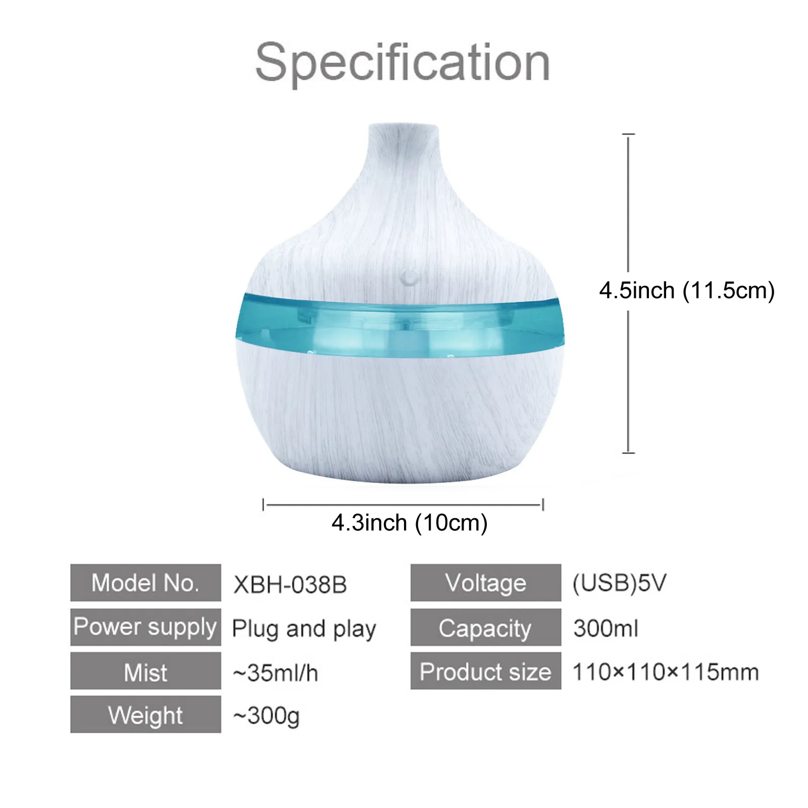 

Electric Humidifier Essential Aroma Oil Diffuser Ultrasonic Wood Grain Air Humidifier Usb Mini Mist Maker Led Light For#60