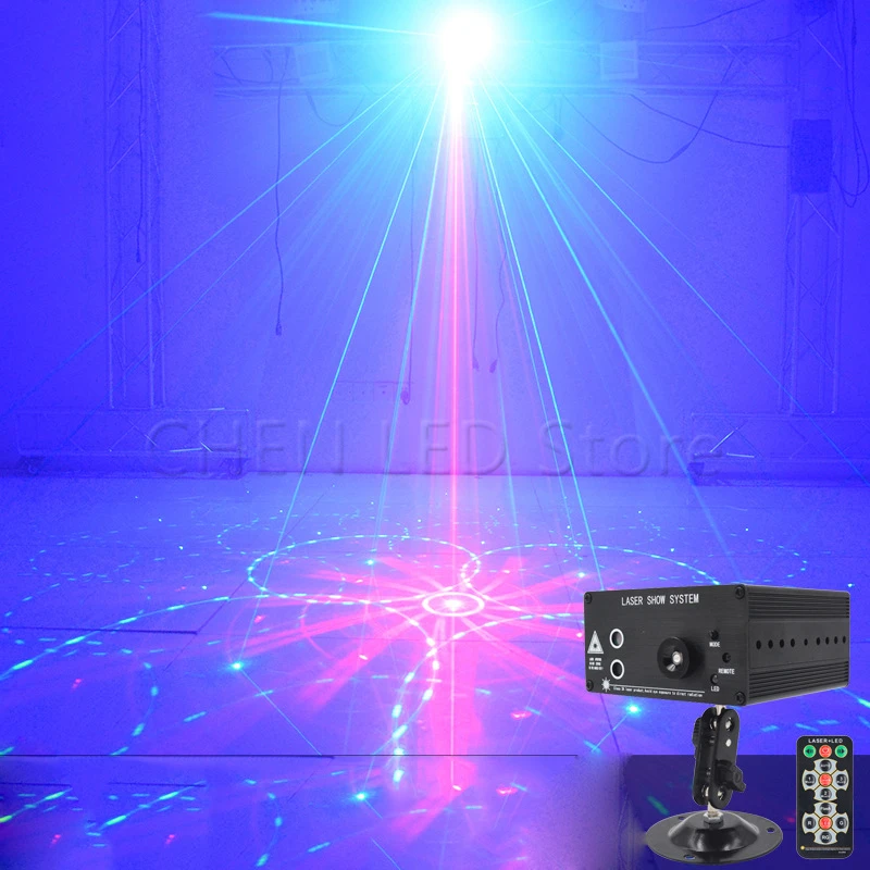 

DJ Laser stage light Full Color 96 RGB or 48 RG Patterns Projector 3W Blue LED Stage Effect Lighting for Disco light Xmas Party