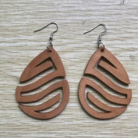 ins brown wood africa queen hollow out flower geometric earrings hip hop rock pop party african afro jewelry wooden diy